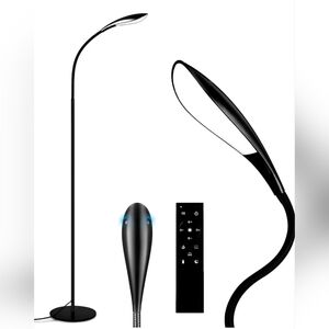 LED Floor Lamp, 12W 1080LM, Dimmable Adjustable Gooseneck Standing Lamp, Remote